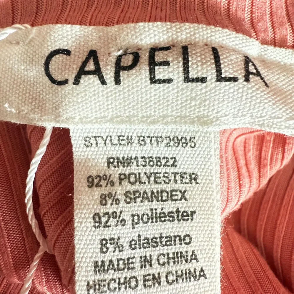 CAPELLA Pajama Loungewear Set L Ribbed Pink Knit Long Sleeve Top / Shorts NWT B3